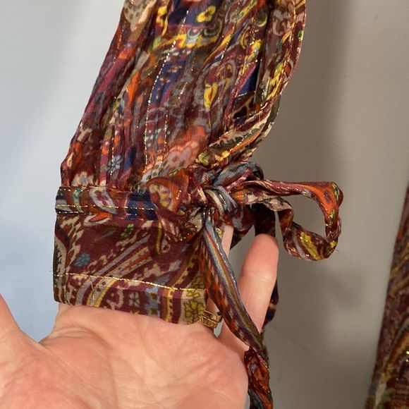 Anthropologie Love Sam Moroccan Paisley Wrap Dress V Neck Long Sleeve Size Small - Picture 9 of 15